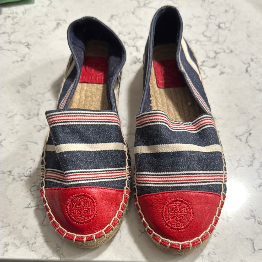 Tory Burch Navy and Red Espadrilles new never worn